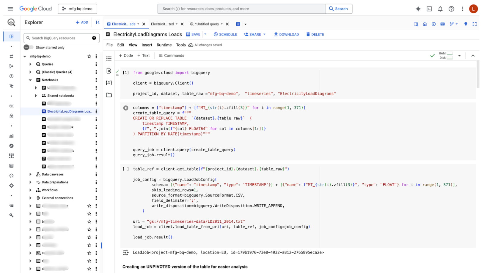 BigQuery Studio Interface